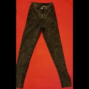 Highwaist black acid wash skinny jeans